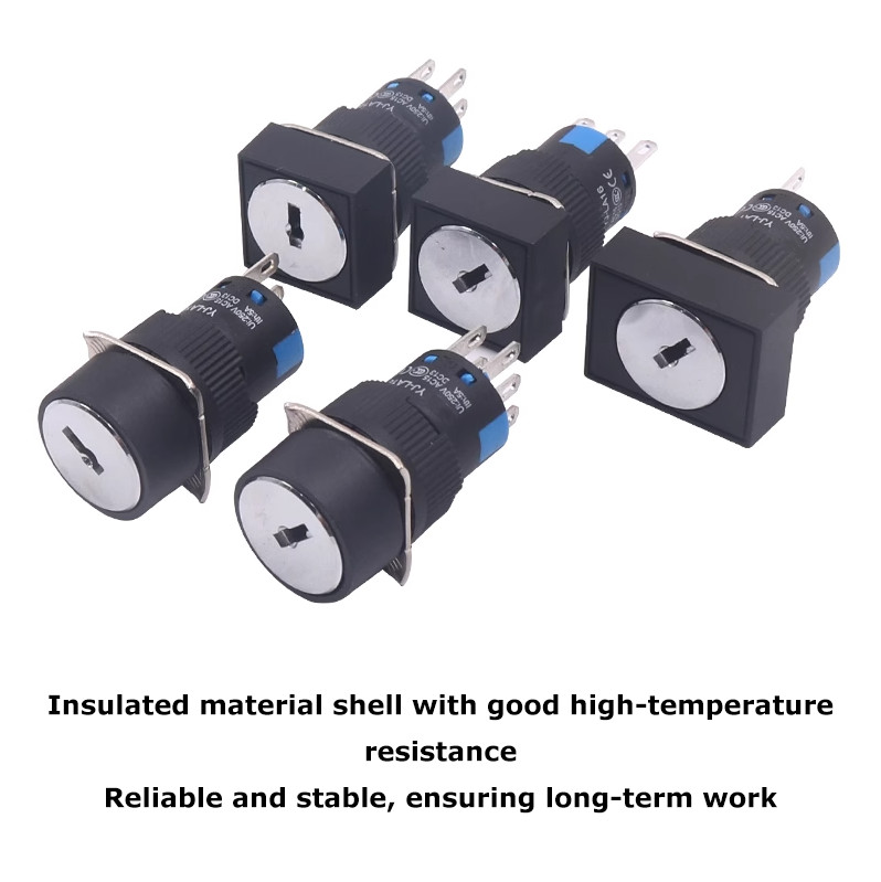 LA16 Key Switch 2/3 Position Latching Round/Square/Rectangular Lock+Keys