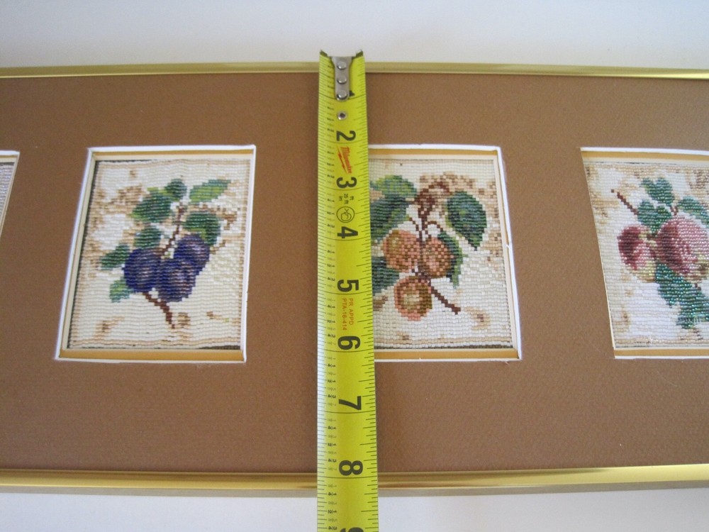 Beaded Cross Stitch Matted In Frame Fruit 20" x 8"