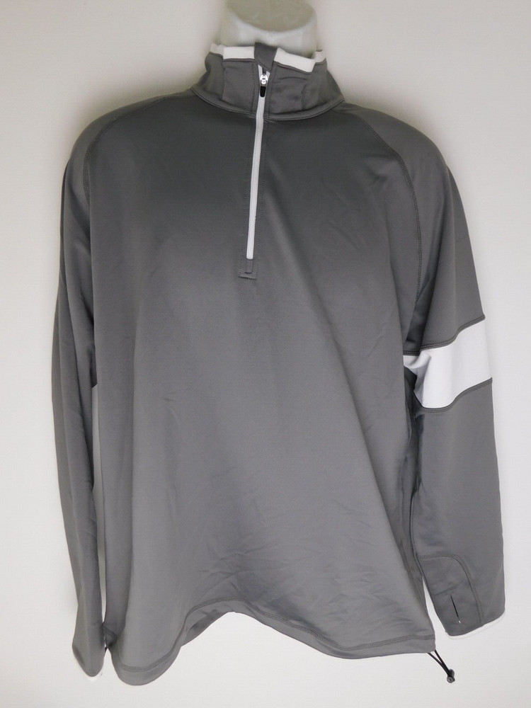 Dunning Golf Mens Designer Gray White Pullover QZ Jacket Large NICE