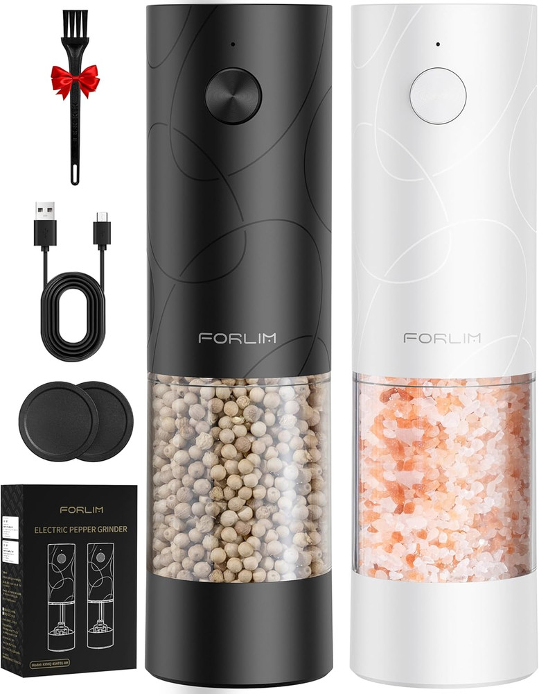 Electric Salt and Pepper Grinder Set, USB Rechargeable, Automatic Salt Pepper