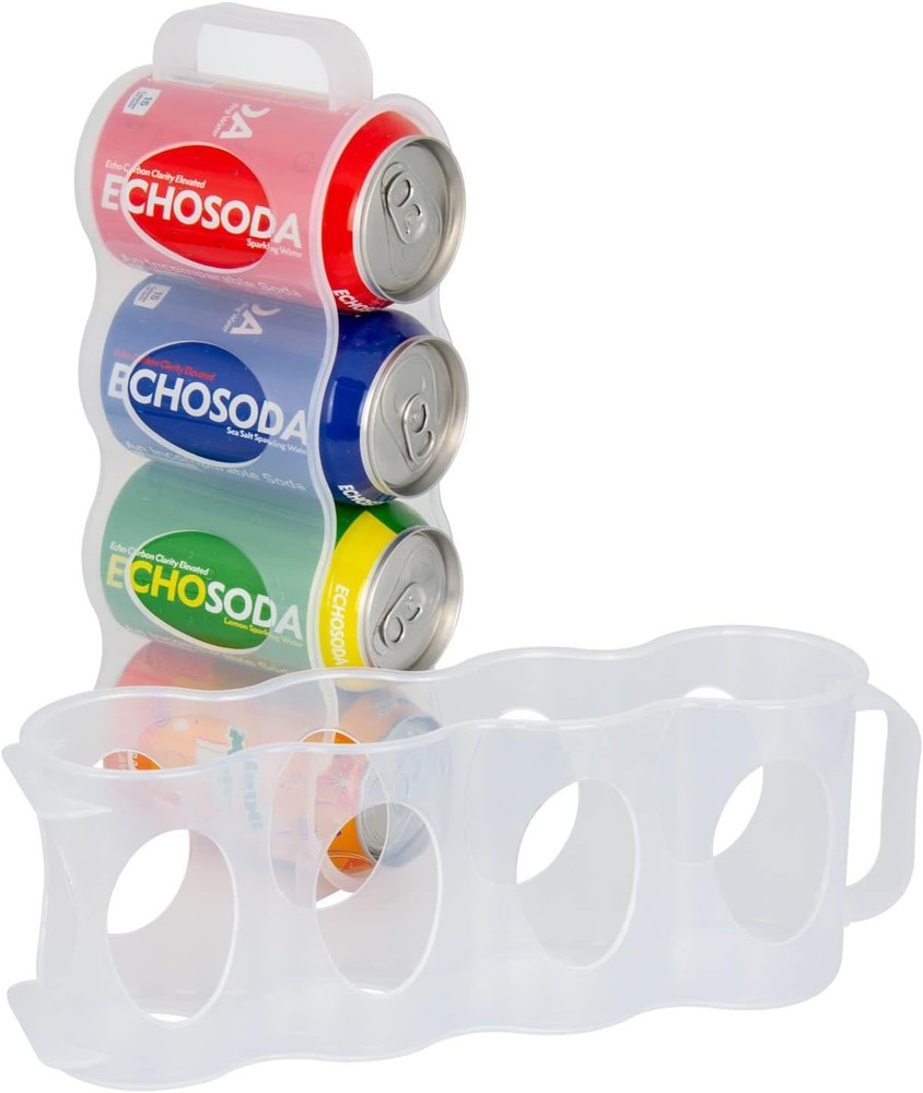 Portable Soda Can Organizer for Refrigerator Shelf, Clear Plastic 2 Pack