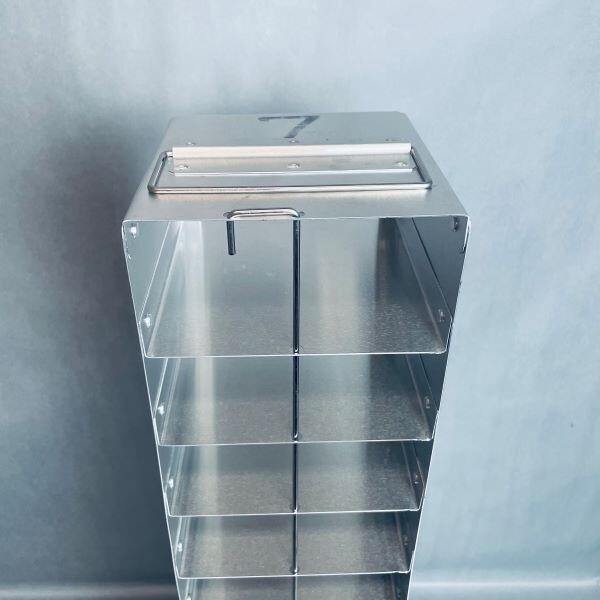 Vertical Freezer Rack 13 Place with Locking Rod Single Handle for 2 in. Boxes