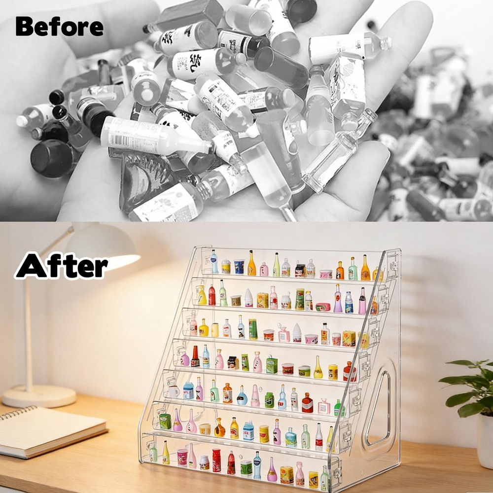 4 Pack 7 Layers Mini Brand Organizer Acrylic Display Rack for Mini Brands Col...