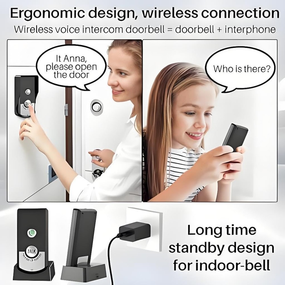 2 Way Wireless Intercom and Doorbell System for Home 1000m (3280ft) Long...