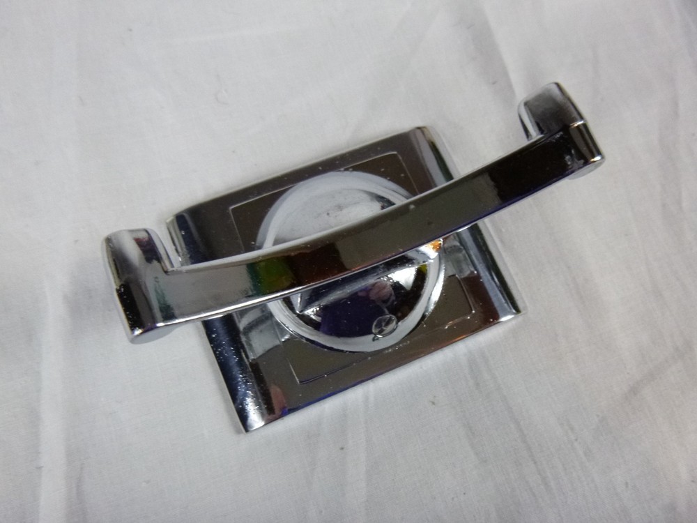 Vtg Mid Century MOD SHiny Chrome Double Robe Hook