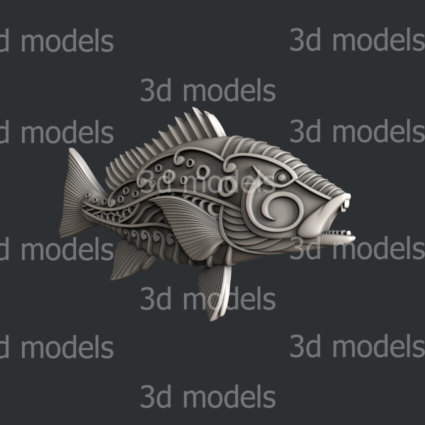 3d STL models for CNC, Artcam, Aspire, fish