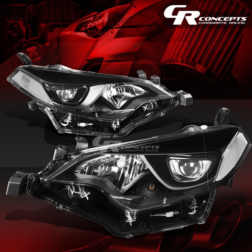 Pair Black Clear LED Projector Headlight Lamps for 2014-2016 Toyota Corolla