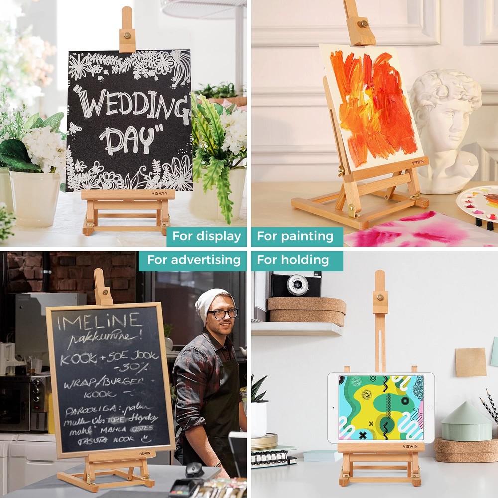 25"H Basic Tabletop H-Frame Easel, Hold Canvas up to 16", Adjustable Sturdy B...