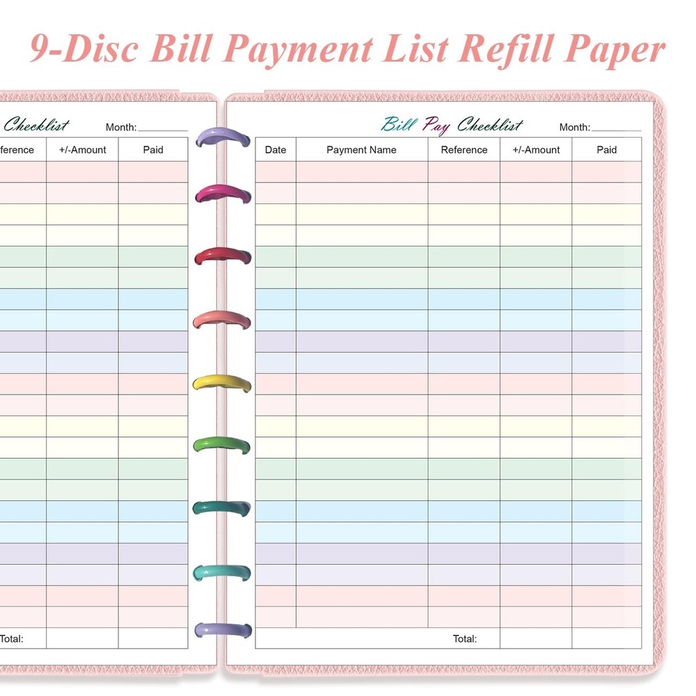 Bill Pay Checklist Refills - 50 Sheets/100 Pages Classic 50 Sheets, Colorful