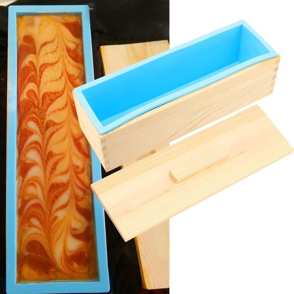 3 Set 42 oz Silicone Soap Molds, Rectangular Bar Loaf Soap Making Mold Kit with