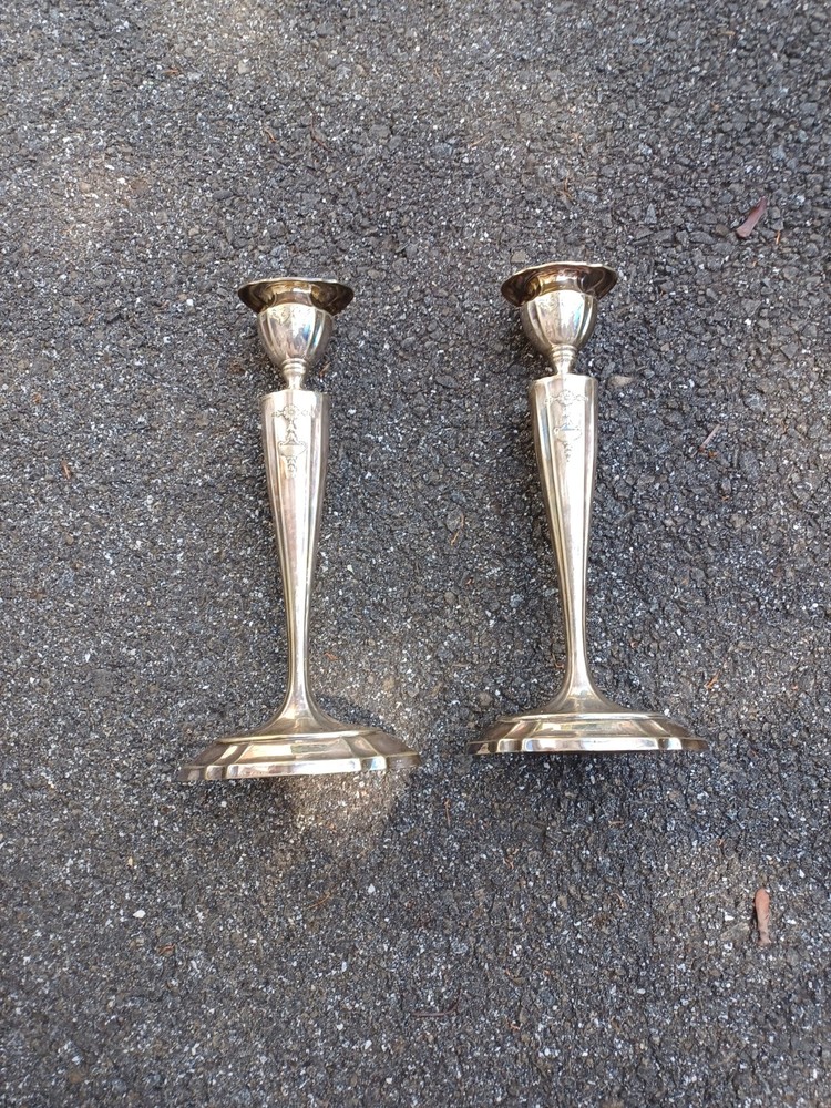 Pair Of Candlesticks Bailey Banks Biddle Rogers Silver Plate