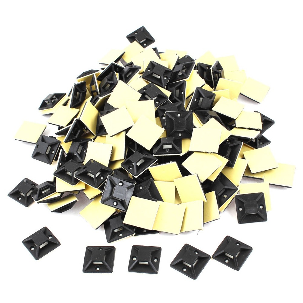 1000 Pcs Black 20mm x 20mm Sticky Cable Tie Wire Bundles Fixed Base Holder