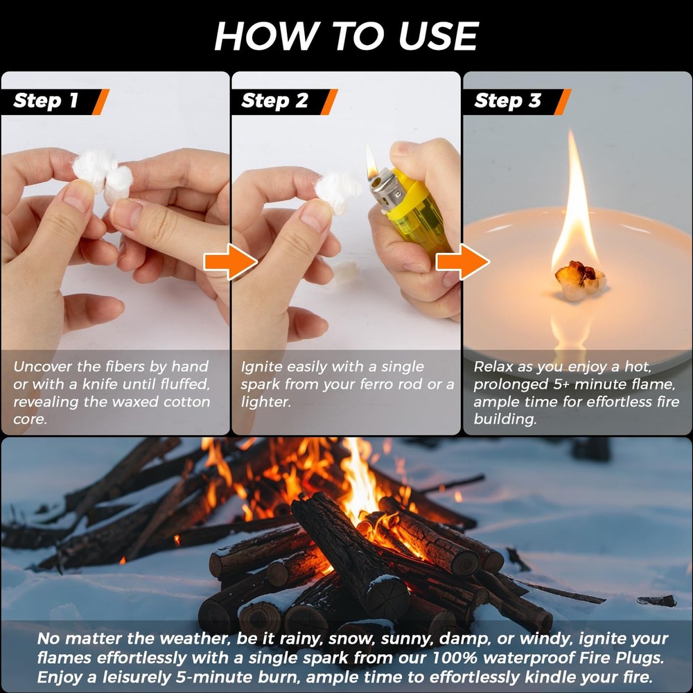 MAQIHAN Fire Starter - 25PACK Fire Plugs Fire Starter Survival Tool, Fire