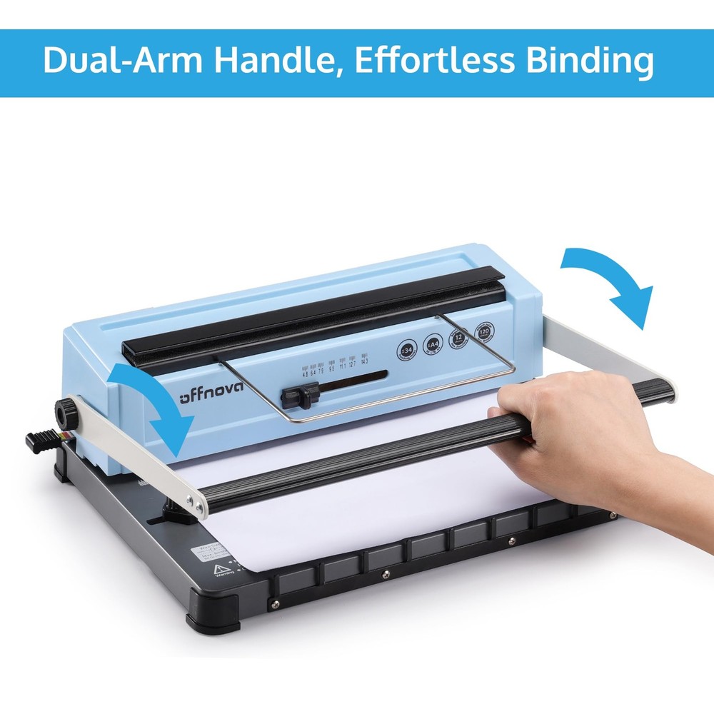 Wire Binding Machine, Punch 12 Sheets, 34-Square Hole Punch, Bind 120 Sheets ...