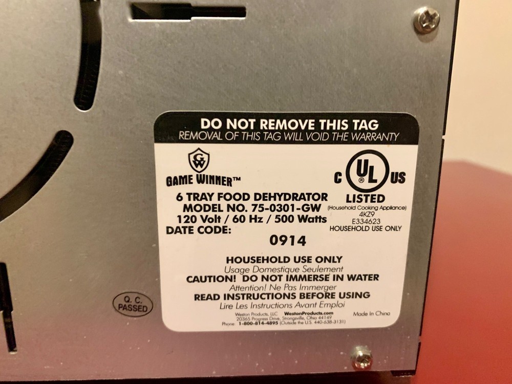 Game Winner 6-Tray Dehydrator