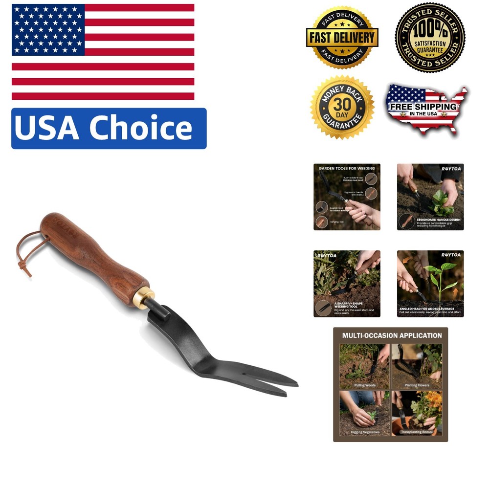 Unique Fork-Shaped Weed Remover Tool - Ergonomic and Durable for Garden Care