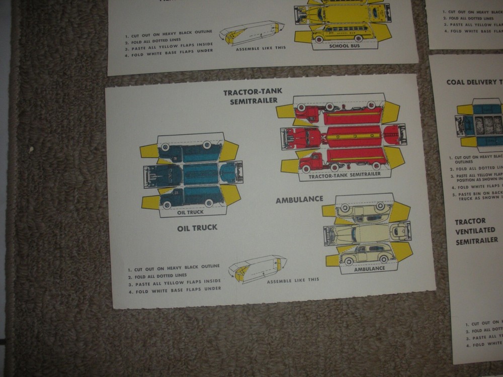 14 VINTAGE TRUCKS EXCITING ACTION MODELS 10 1/2"X 7" LAYOUT SCENERY