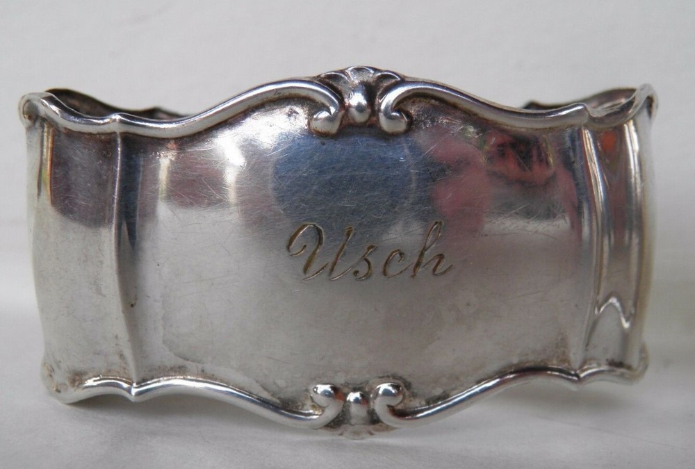 Vintage German 835 Silver Napkin Ring "Usch" name engraving