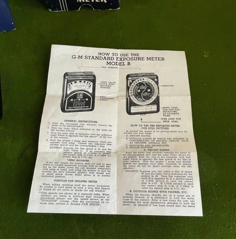 Exposure Meter, GM Laboratories, Original Box, Lanyard, Instructions