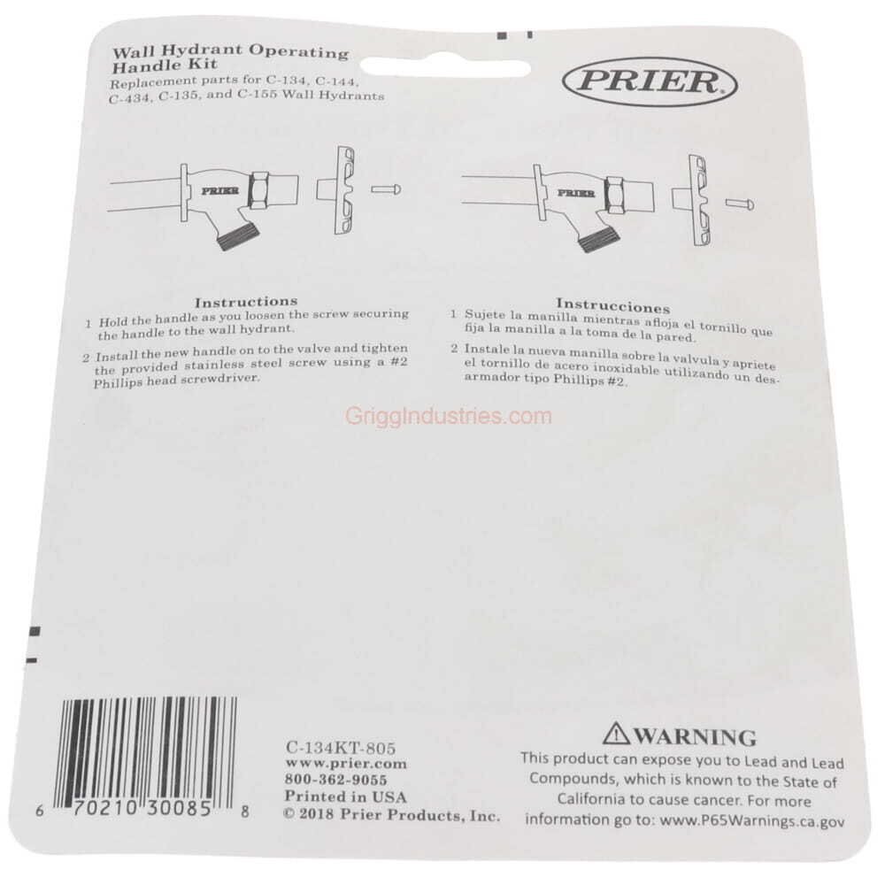 Prier C-134KT-805 Oval Handle & Screw Kit