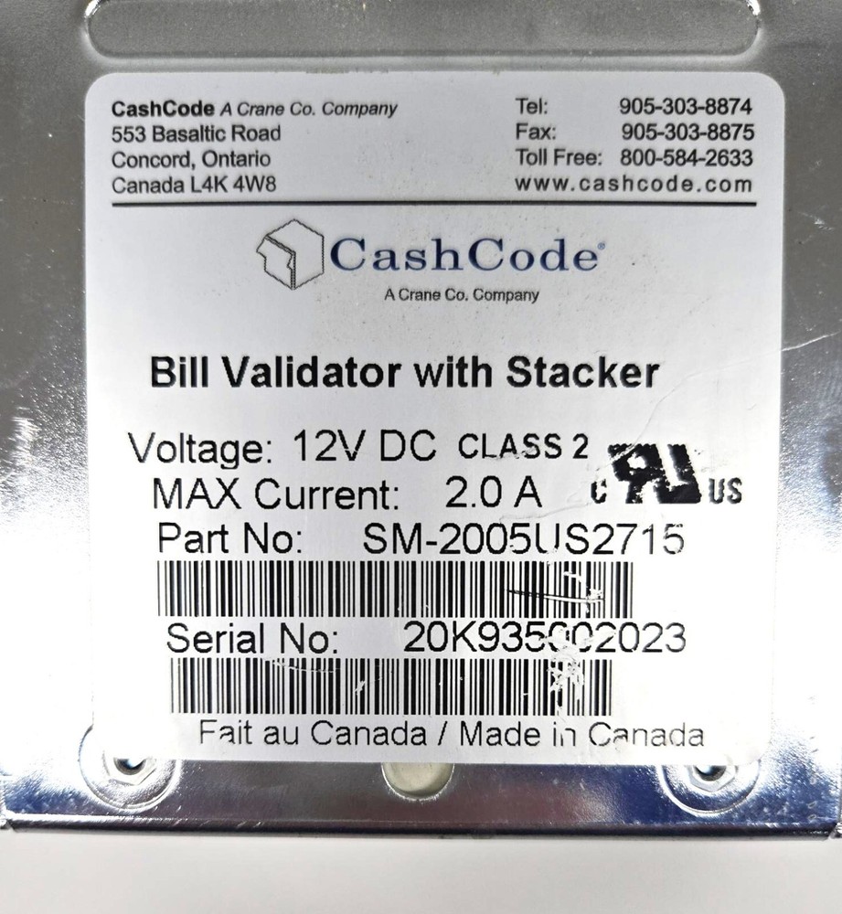 USED CASHCODE BILL VALIDATOR SM2005