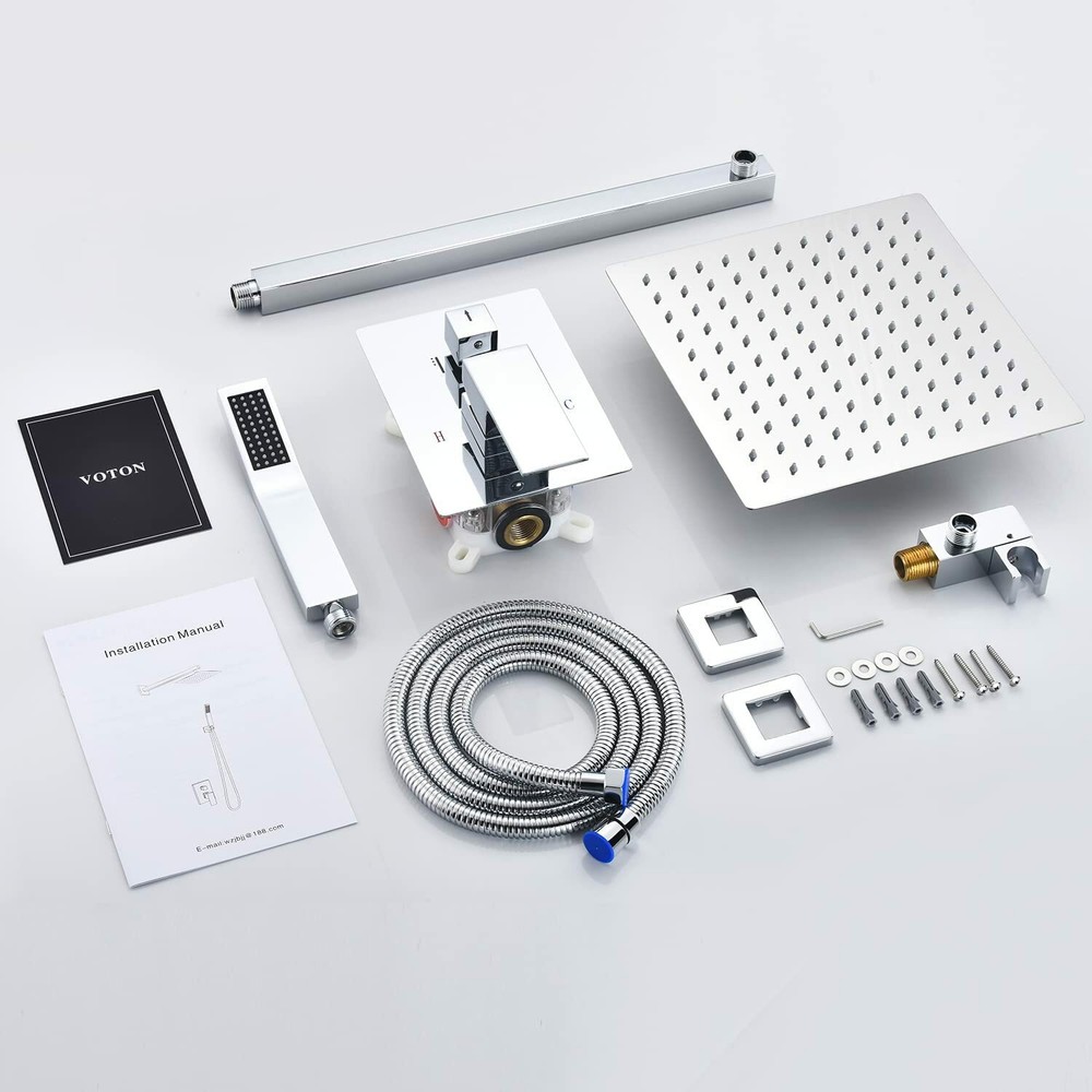 Shower Faucet Wall Mount Shower Combo Set Handheld Shower Solid Brass in Chrome