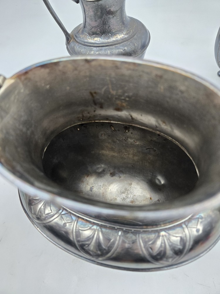Antique Figural & Footed Silver Plated Teapot Set