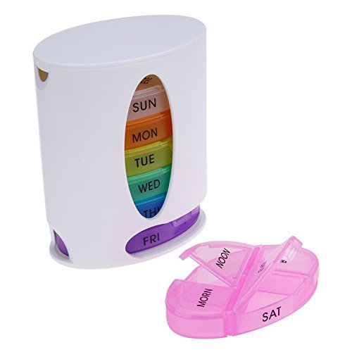 7 Day Weekly Pill Organizer Case Portable Color Coded Container Medicine Holder