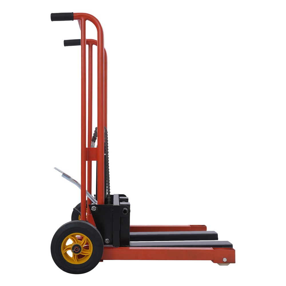 Hydraulic Material Lift 577lbs. Winch Stacker Adjustable Hight Pallet Dolly Lift