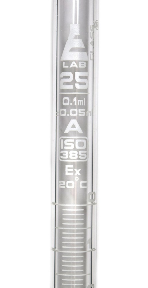 Burette, 25ml - White 0.10mL Graduations - Class A, Conforms with DIN ISO 385...