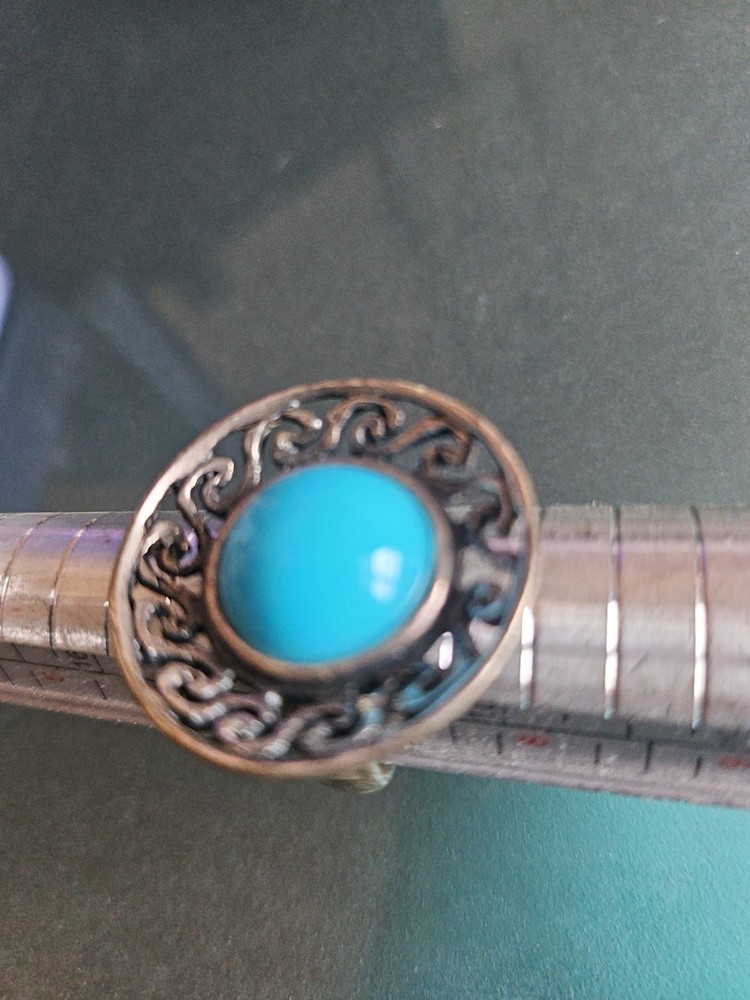 Silver Blue Turquoise Ring Size 7