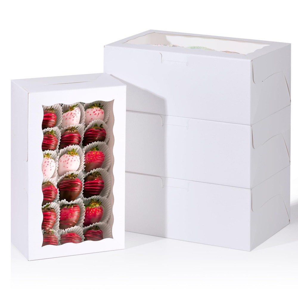 15pcs 10 x 6 x 3.8 Inches Cookie Boxes with Window, Bakery Boxes, Cake Boxes,...