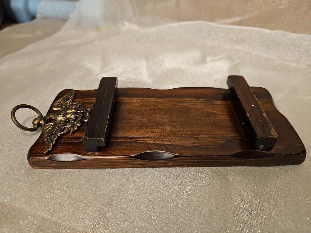 Vintage Wall Hanging Small Note Pad Holder W/Eagle 9"x4"