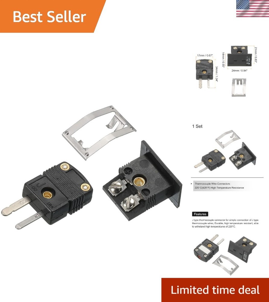 Reliable Mini J Type Thermocouple Connector - 220°C Screw-In Mounting Solution