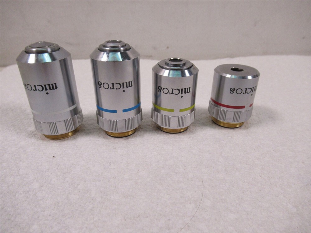Micros Microscope Plan Objective Lenses Set of 4 100x 40x 10x 4x