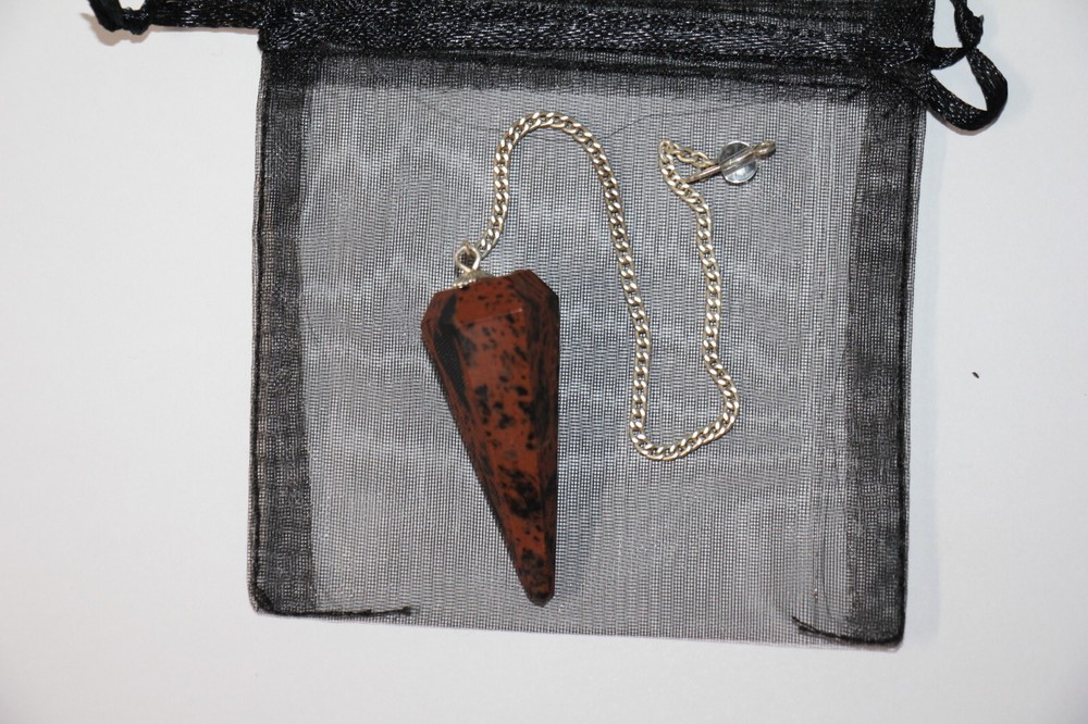 Mahogany Obsidian Faceted Cone Crystal Dowsing Pendulum Divination Tool
