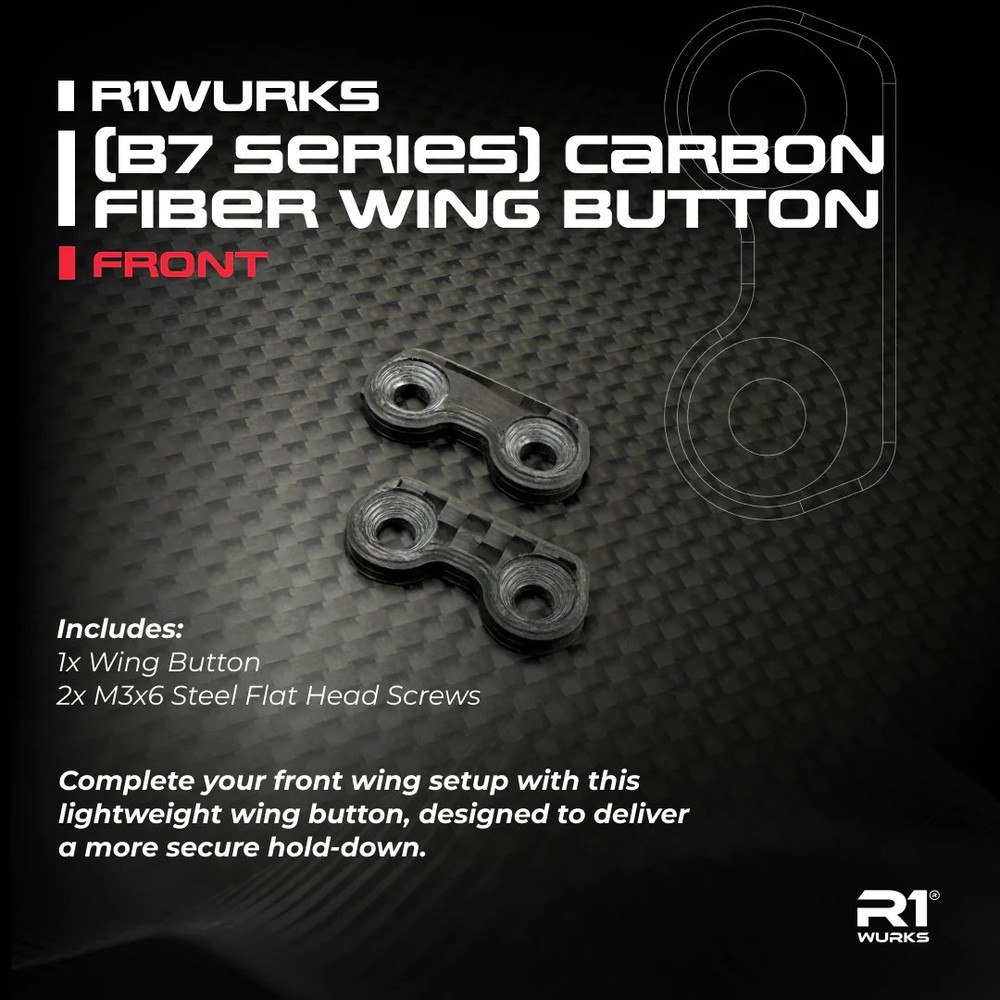 R1WURKS (B7 Series) Carbon Fiber Wing Button, Front