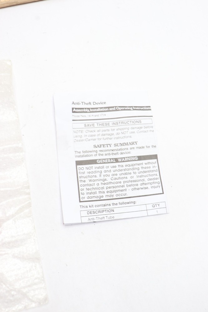 Anti Theft Device 1614 1714 - Hardware Pack Only As Shown