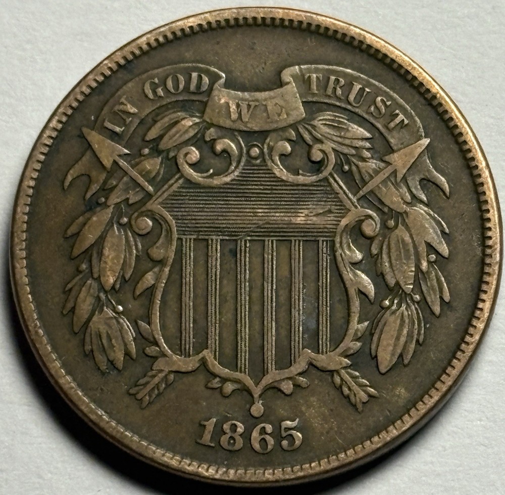 1865 Two Cent Piece — XF Condition, Cool Die Crack Reverse 🔥