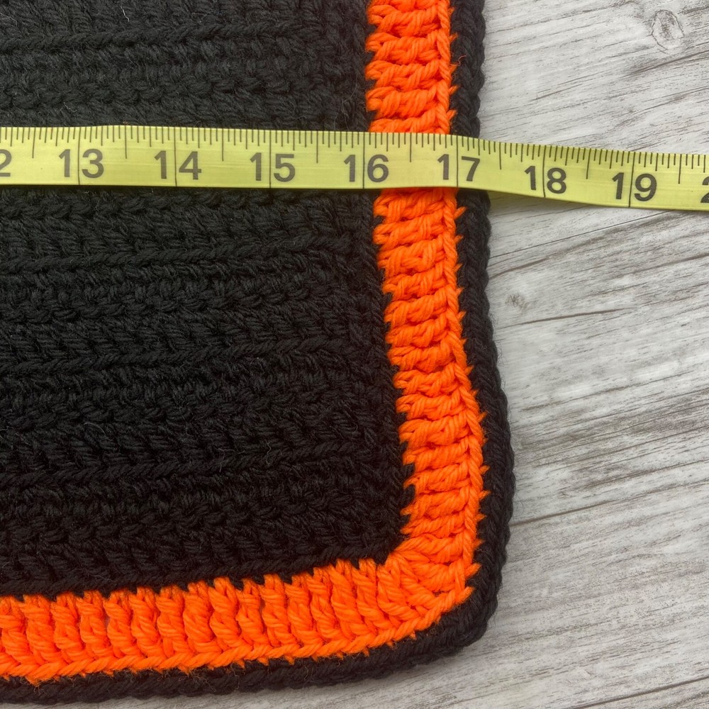Black Orange Knit Rectangular Placemat Table Topper Doily Runner 13” x 17”