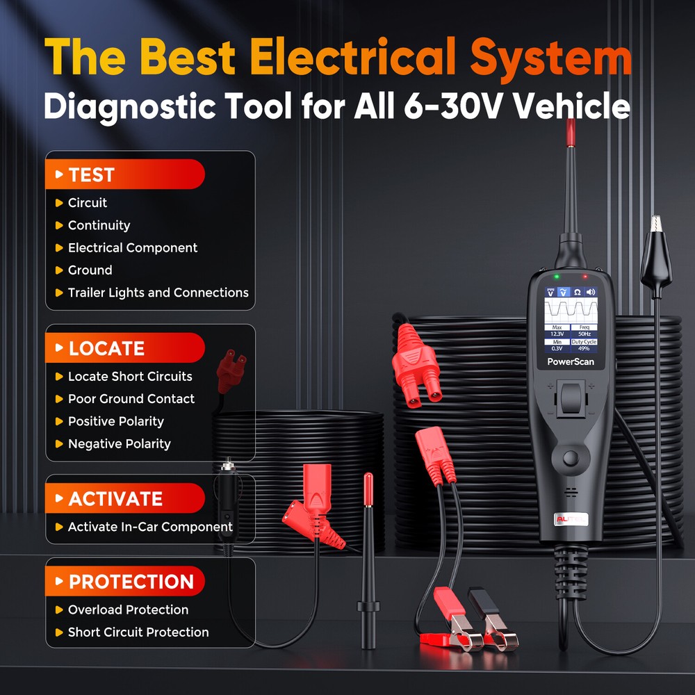 Genuine Autel PS100 PowerScan Circuit Tester Electrical Power Probe Tool 12V/24V