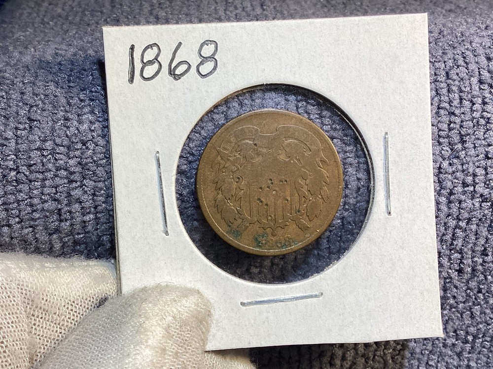 1868 TWO CENT PIECE OBVERSE POCK MARKS LOWER GRADE FREE SHIPPING