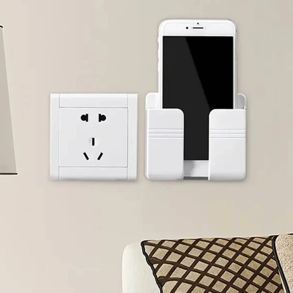 Mobile Phone Holder Wall Mount Punch-Free Standing Remote Storage Box Charging
