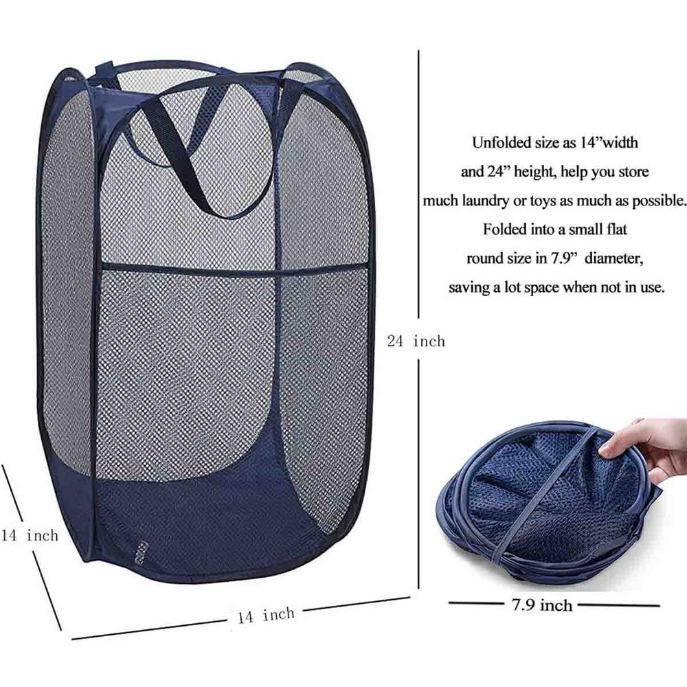Convenient and practical foldable mesh pop-up laundry basket (blue |2-piece set)
