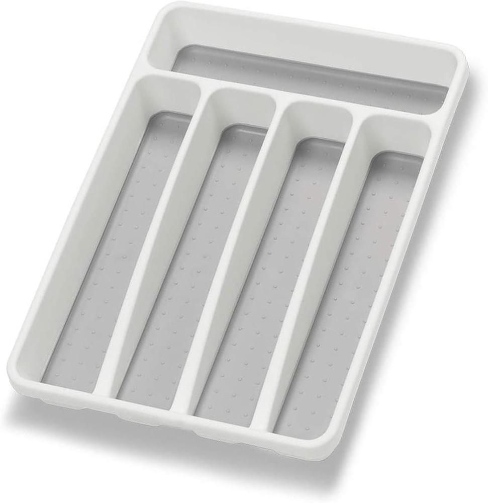 Silverware Organizer Utenisl Holder Kitchen Drawer 5 Slots, White