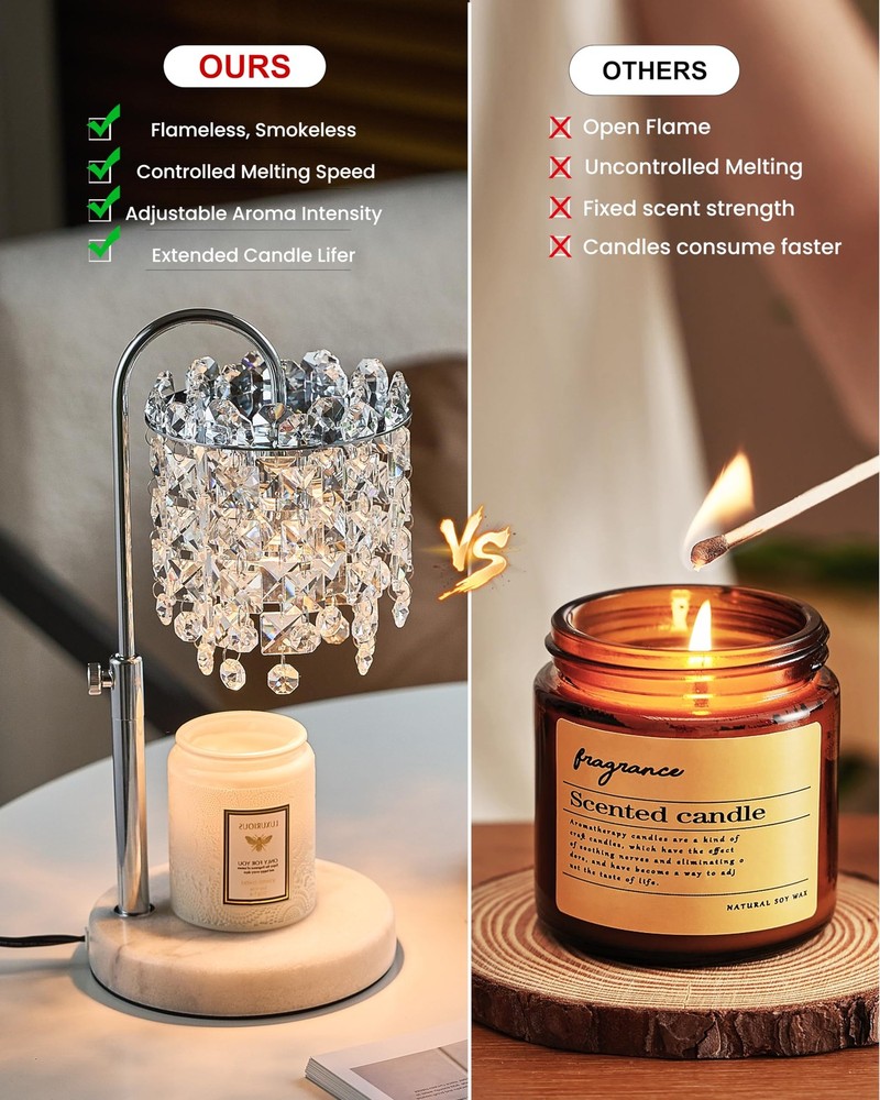 Candle Warmer Lamp with Timer Dimmer Adjustable Height Candle Warmer with Mar...