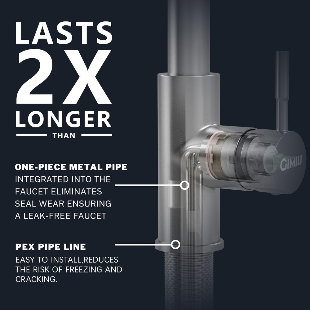 Black Kitchen Faucet with Pull Down Sprayer Single Hole Spring Kitchen Sink F...