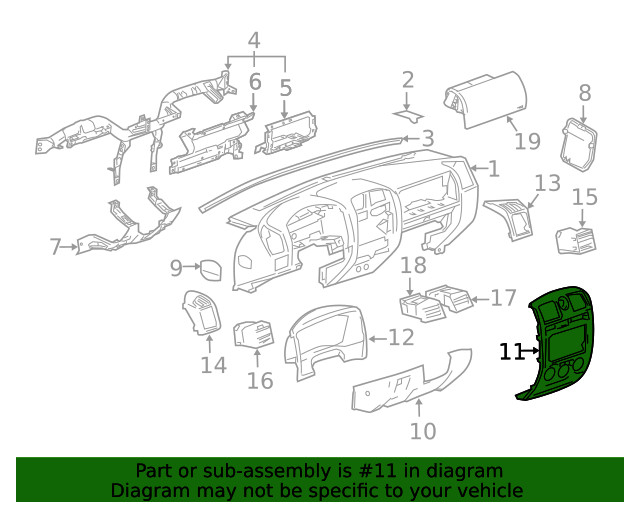 Genuine GM Nova Silver Instrument Panel Accessory Trim Panel 15852748