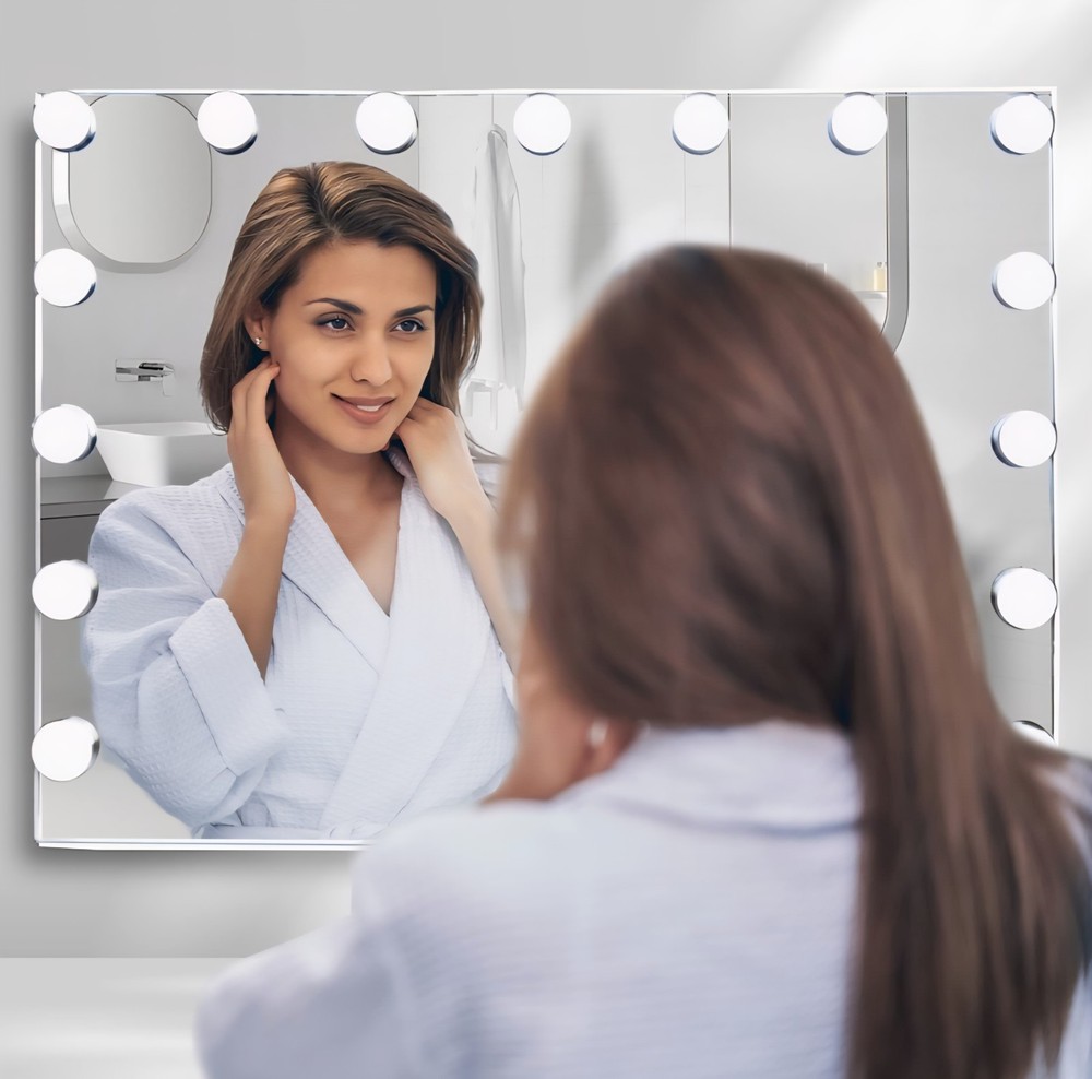 Hollywood Vanity Mirror w/Lights 15 LED Bulbs Tabletop/Wall Mount Touch Control