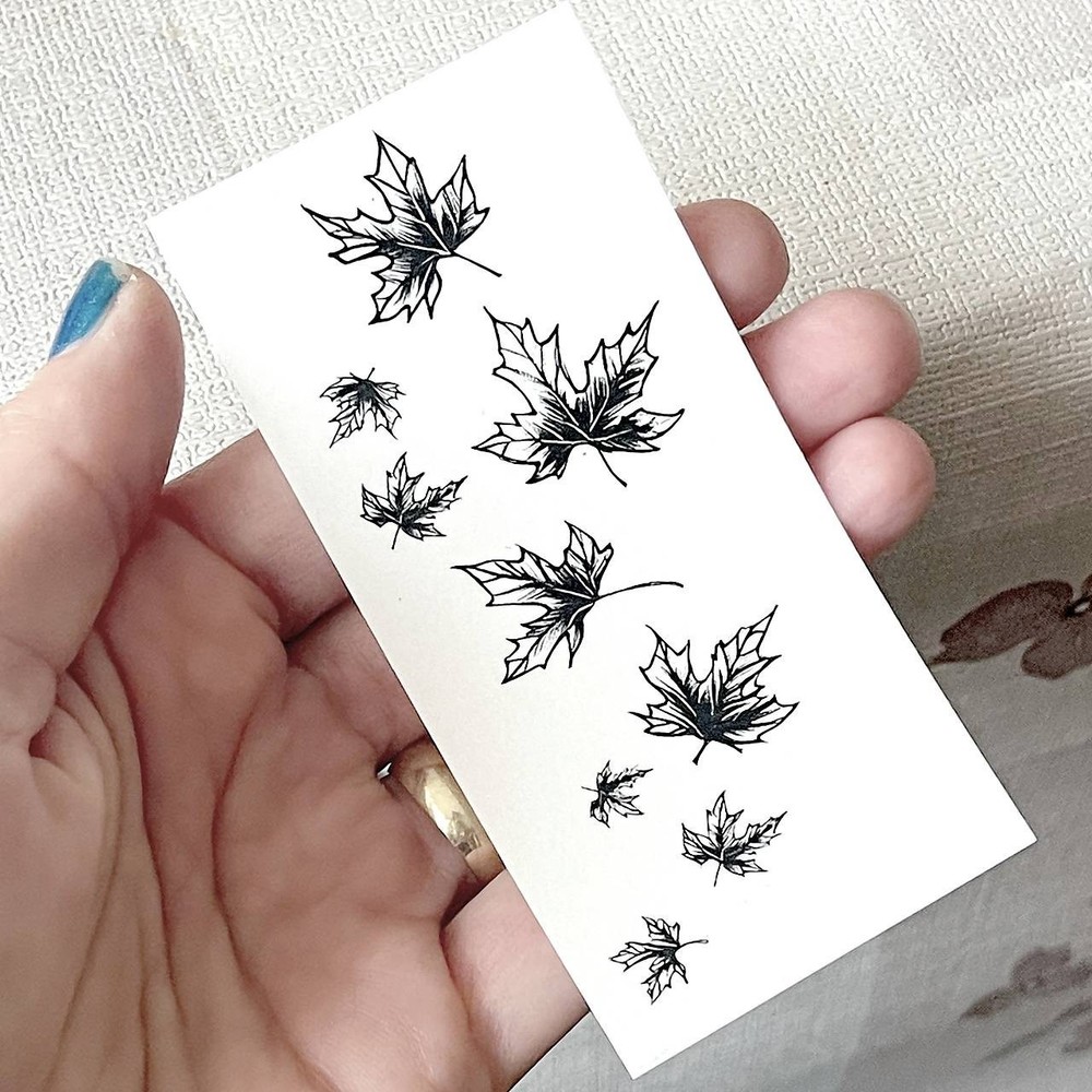 Temporary tattoo sheet Falling Leaves, Fall Leaves, Autumn, Tiny Black Tattoos